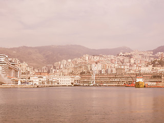 Image showing View of Genoa Italy from the sea vintage