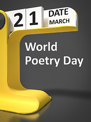 Image showing vintage calendar World Poetry Day