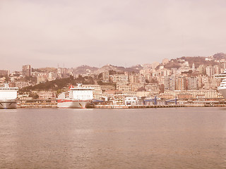 Image showing View of Genoa Italy from the sea vintage