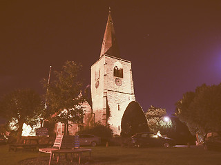 Image showing St Mary Magdalene church in Tanworth in Arden at night vintage