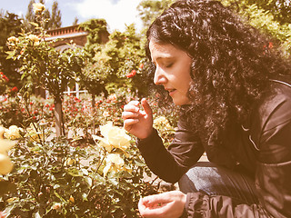 Image showing Brunette coughing vintage