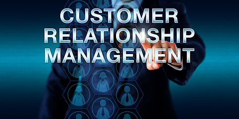 Image showing Manager Touching CUSTOMER RELATIONSHIP MANAGEMENT