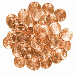 Image showing  Dollar coins 1 cent wheat penny vintage