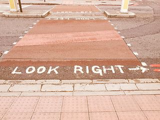 Image showing  Look Right sign vintage