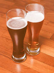 Image showing Retro looking Two glasses of German beer