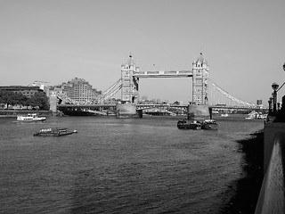 Image showing Black and white Tower Bridge in London