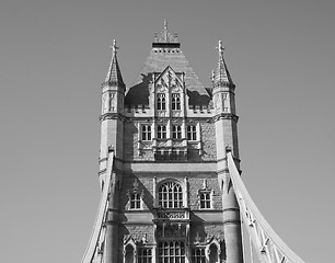 Image showing Black and white Tower Bridge in London