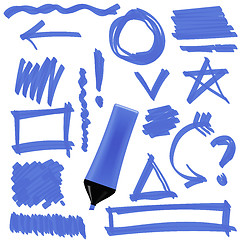 Image showing Blue Marker. Set of Graphic Signs. Arrows, Circles