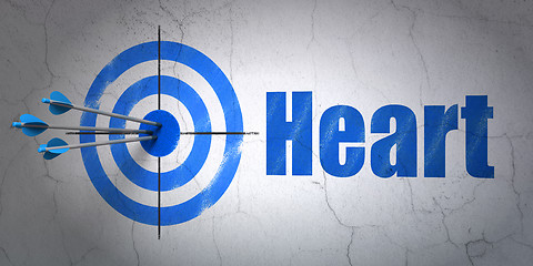 Image showing Health concept: target and Heart on wall background