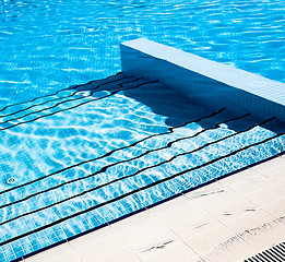 Image showing Stairs clear blue swimming pool