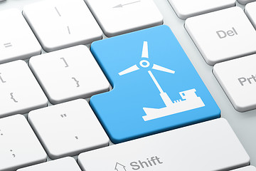 Image showing Manufacuring concept: Windmill on computer keyboard background