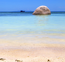 Image showing asia in the  kho tao bay isle white  beach    rocks house 