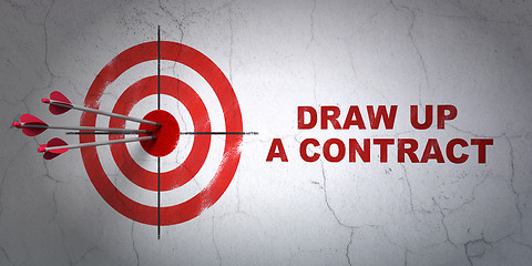 Image showing Law concept: target and Draw up A contract on wall background