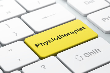 Image showing Healthcare concept: Physiotherapist on computer keyboard background