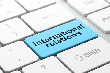 Image showing Politics concept: International Relations on computer keyboard background