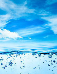 Image showing Close up water on a background of blue sky