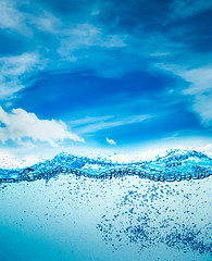 Image showing Close up water on a background of blue sky