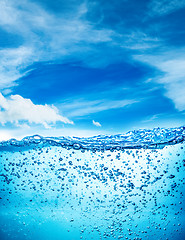 Image showing Close up water on a background of blue sky