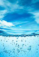 Image showing Close up water on a background of blue sky