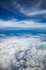 Image showing bird\'s-eye view blue sky with clouds