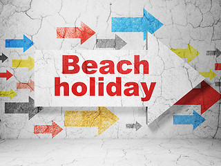 Image showing Travel concept: arrow with Beach Holiday on grunge wall background