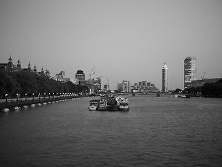 Image showing Black and white River Thames in London