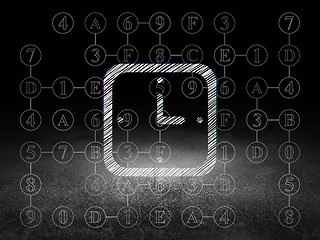 Image showing Timeline concept: Watch in grunge dark room