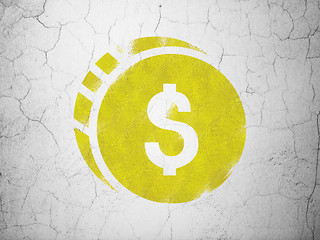 Image showing Money concept: Dollar Coin on wall background