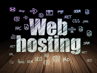 Image showing Web development concept: Web Hosting in grunge dark room