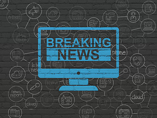 Image showing News concept: Breaking News On Screen on wall background