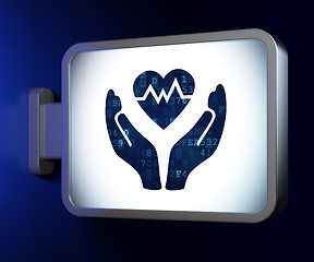 Image showing Insurance concept: Heart And Palm on billboard background