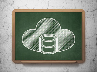 Image showing Cloud networking concept: Database With Cloud on chalkboard background