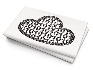 Image showing Cloud networking concept: Cloud With Code on Blank Newspaper background