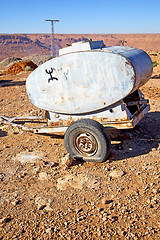 Image showing water tank in morocco   utility pole l weel and arid