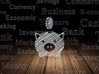 Image showing Banking concept: Money Box With Coin in grunge dark room