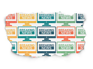 Image showing News concept: Breaking News On Screen icons on Torn Paper background