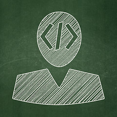 Image showing Programming concept: Programmer on chalkboard background