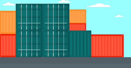 Image showing Background of shipping containers in port.