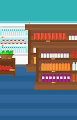 Image showing Background of supermarket shelves.