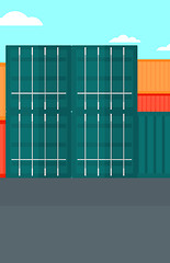 Image showing Background of shipping containers in port.