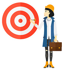 Image showing Business woman with target board.