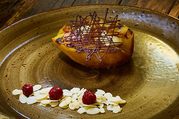 Image showing grilled pears with cream