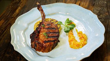 Image showing Dry Aged Barbecue Tomahawk Steak