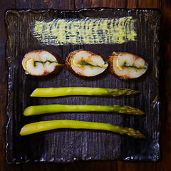 Image showing fish fillet with green asparagus