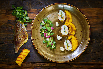 Image showing fish fillet with green asparagus