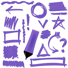 Image showing Purple Marker. Set of Graphic Signs. Arrows