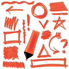 Image showing Orange Marker Isolated Set of Graphic Signs
