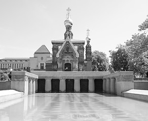 Image showing Black and white Russian Chapel in Darmstadt