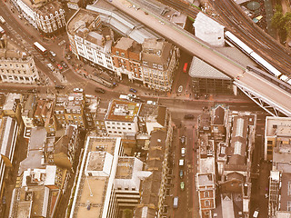 Image showing Retro looking Aerial view of London