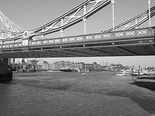 Image showing Black and white Tower Bridge in London